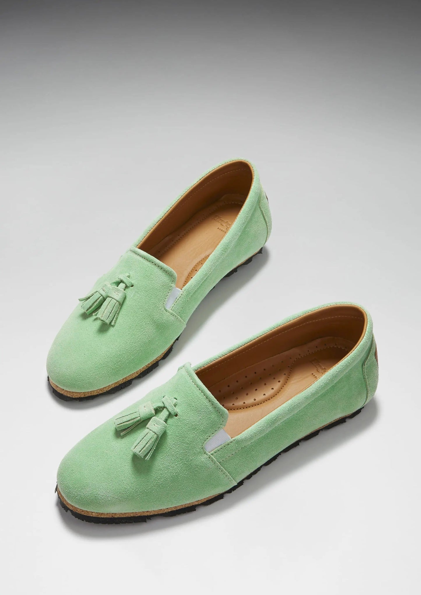 Women's Tasselled Espadrilles, lagoon green suede by Hugs & Co.