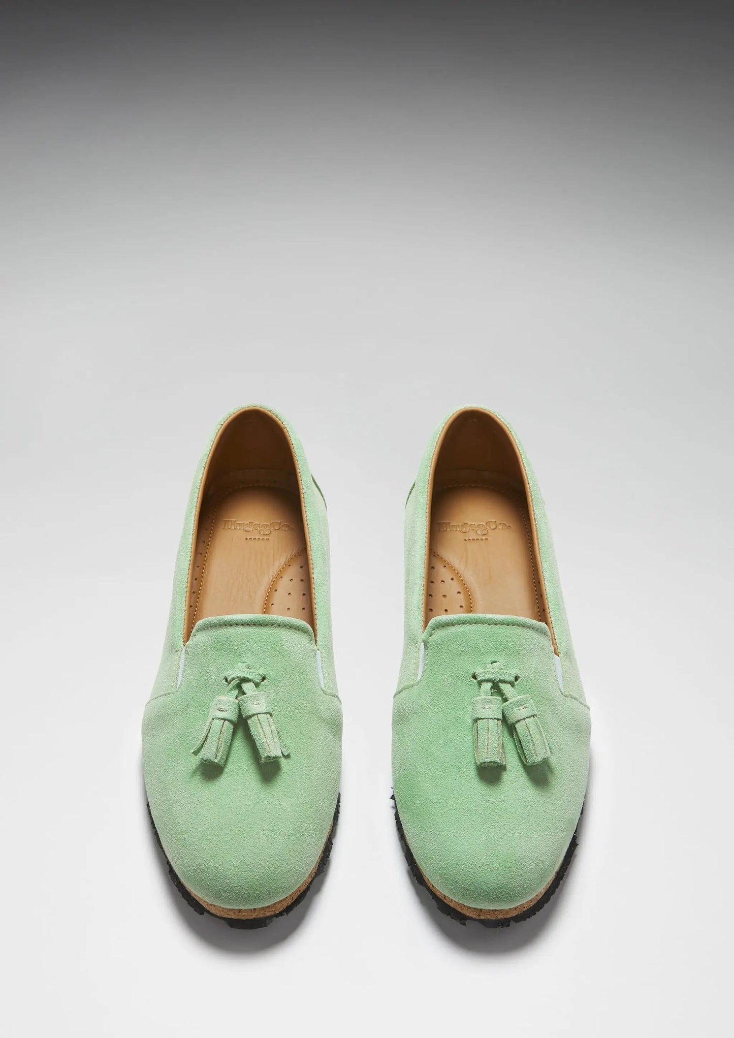 Women's Tasselled Espadrilles, lagoon green suede by Hugs & Co.