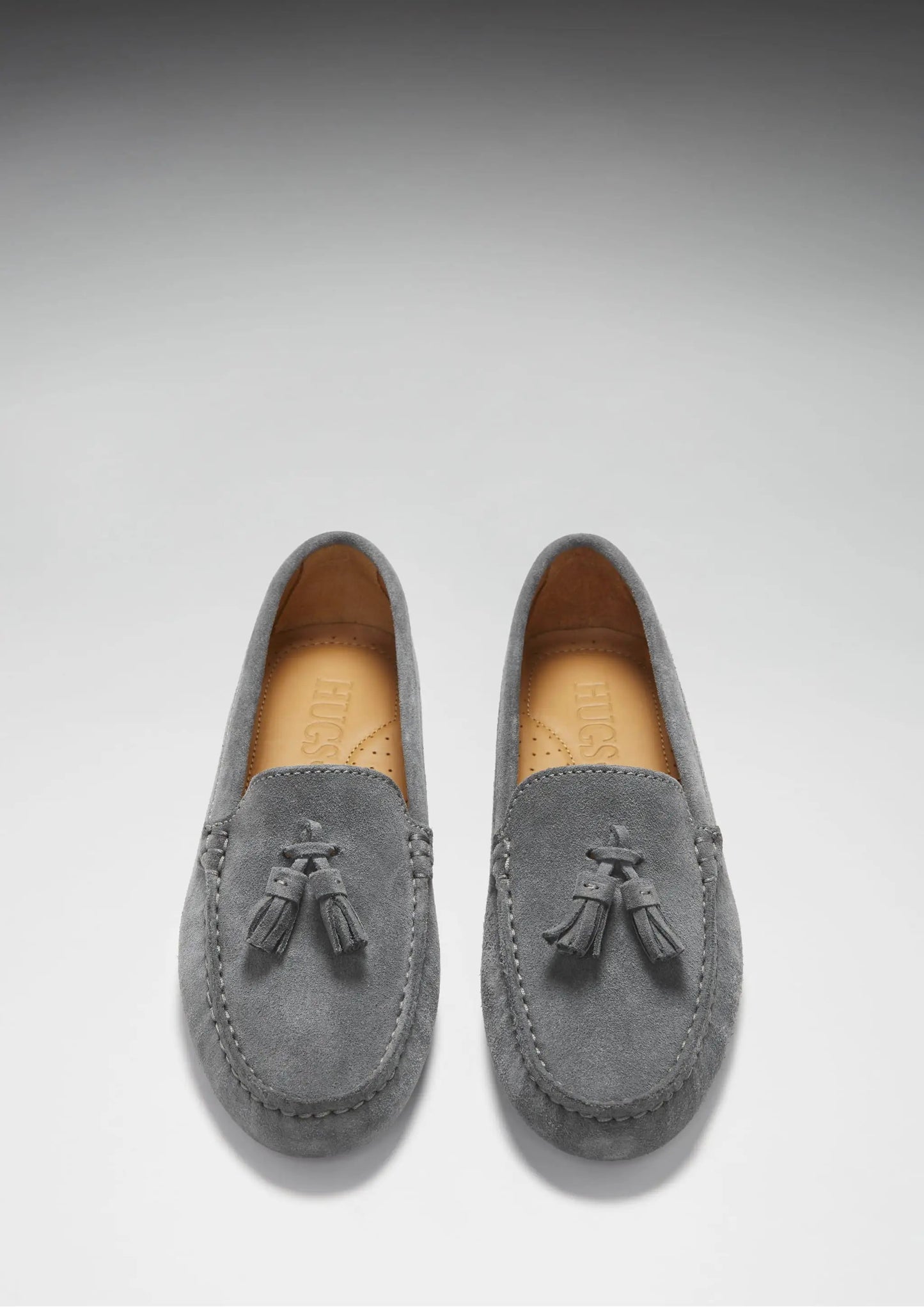 Women's Tasselled Driving Loafers, slate grey suede by Hugs & Co.