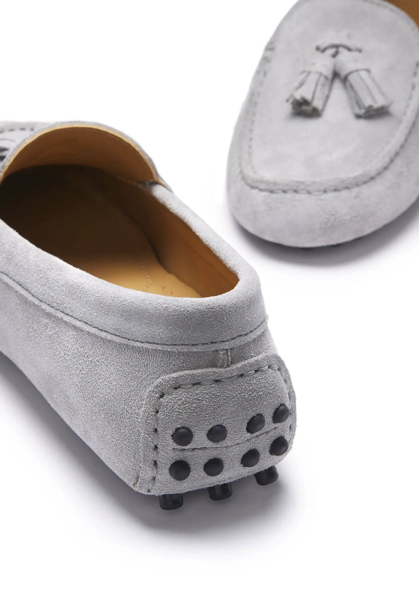 Women's Tasselled Driving Loafers, dove grey suede by Hugs & Co.