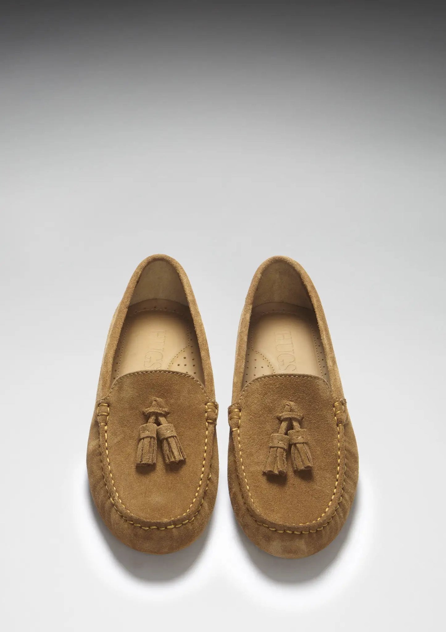Women's Tasselled Driving Loafers, tobacco suede by Hugs & Co.