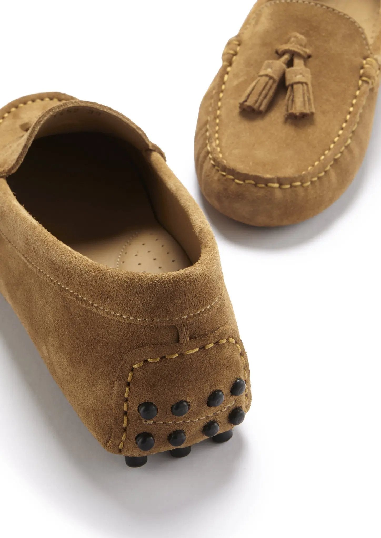 Women's Tasselled Driving Loafers, tobacco suede by Hugs & Co.