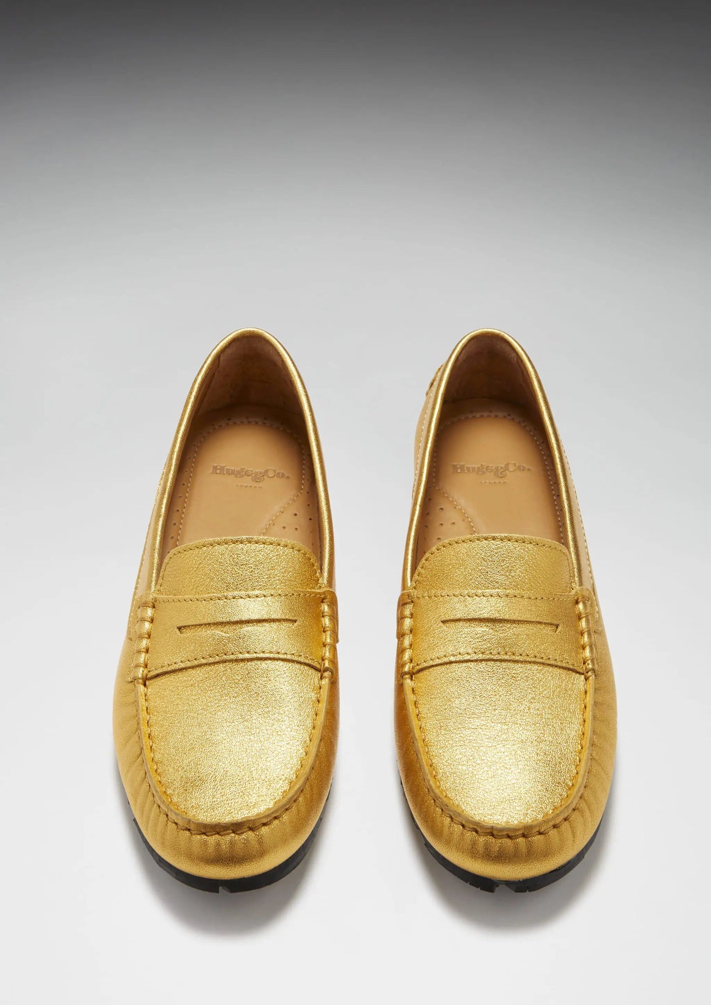 Women's Tyre Sole Penny Loafers, yellow gold leather by Hugs & Co.