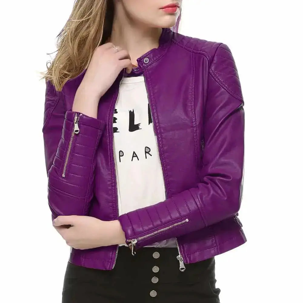Women's Slim Fit Motorcycle Leather Jacket by Riders Republic UK