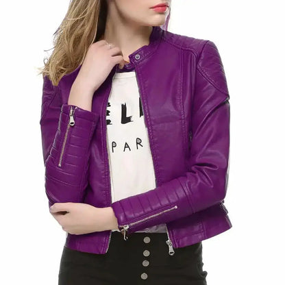 Women's Slim Fit Motorcycle Leather Jacket by Riders Republic UK