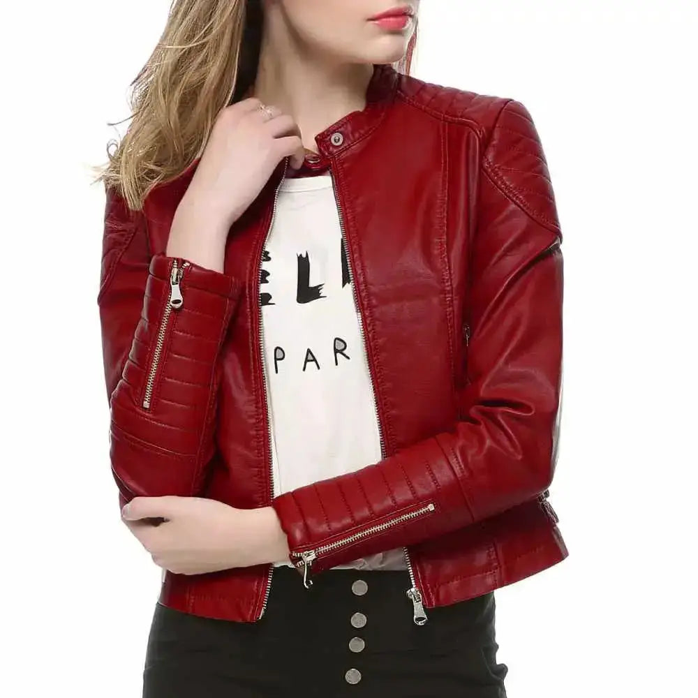 Women's Slim Fit Motorcycle Leather Jacket by Riders Republic UK