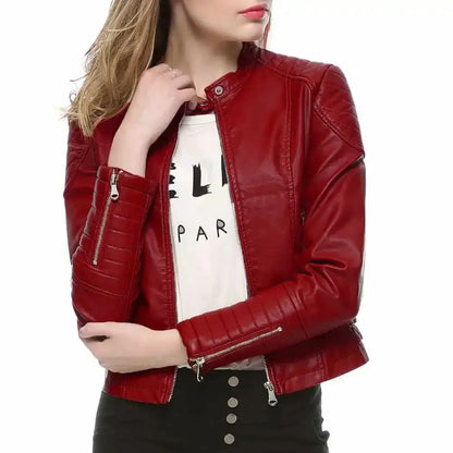 Women's Slim Fit Motorcycle Leather Jacket by Riders Republic UK
