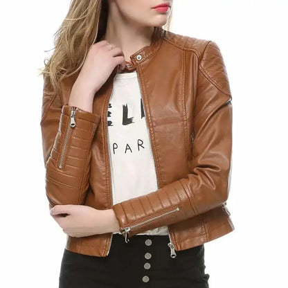 Women's Slim Fit Motorcycle Leather Jacket by Riders Republic UK