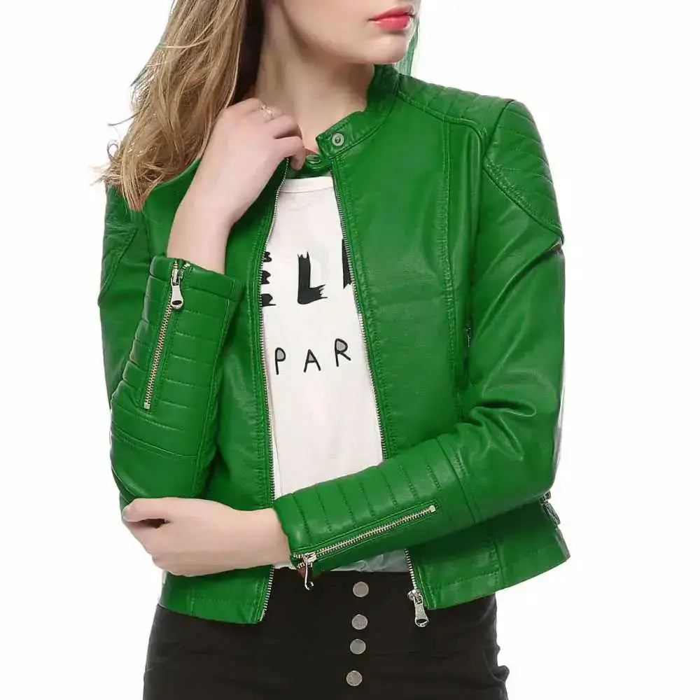 Women's Slim Fit Motorcycle Leather Jacket by Riders Republic UK
