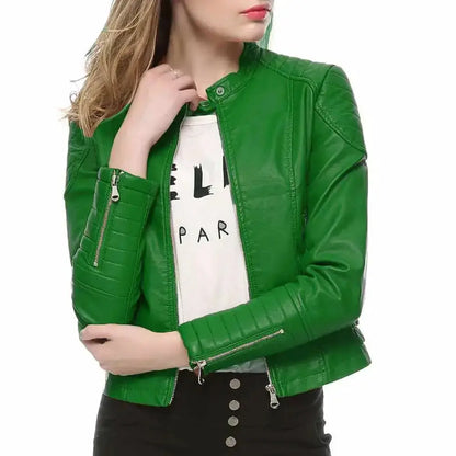 Women's Slim Fit Motorcycle Leather Jacket by Riders Republic UK