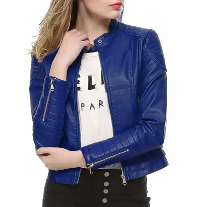 Women's Slim Fit Motorcycle Leather Jacket by Riders Republic UK
