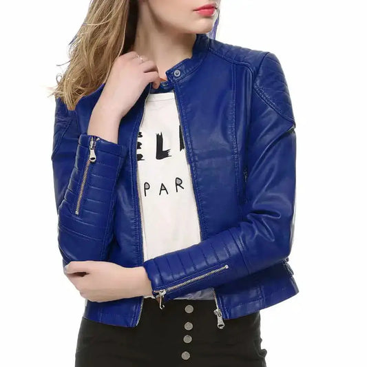 Women's Slim Fit Motorcycle Leather Jacket by Riders Republic UK