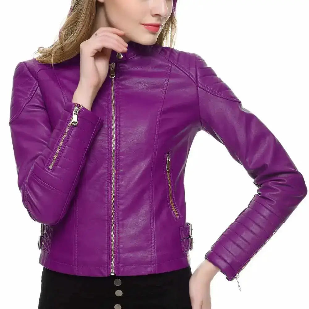 Women's Slim Fit Motorcycle Leather Jacket by Riders Republic UK