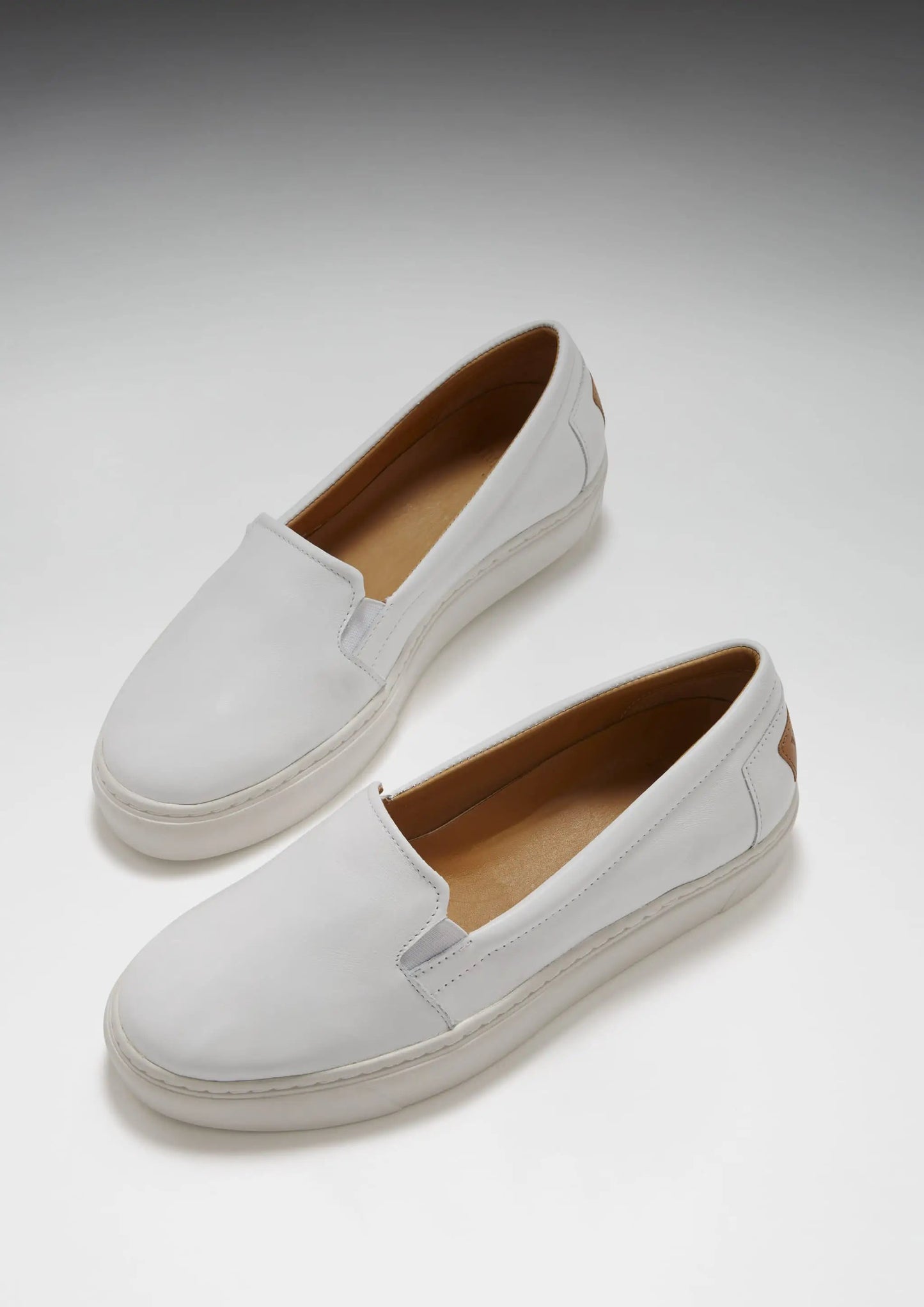 Women's Slip-On Sneakers, white leather by Hugs & Co.