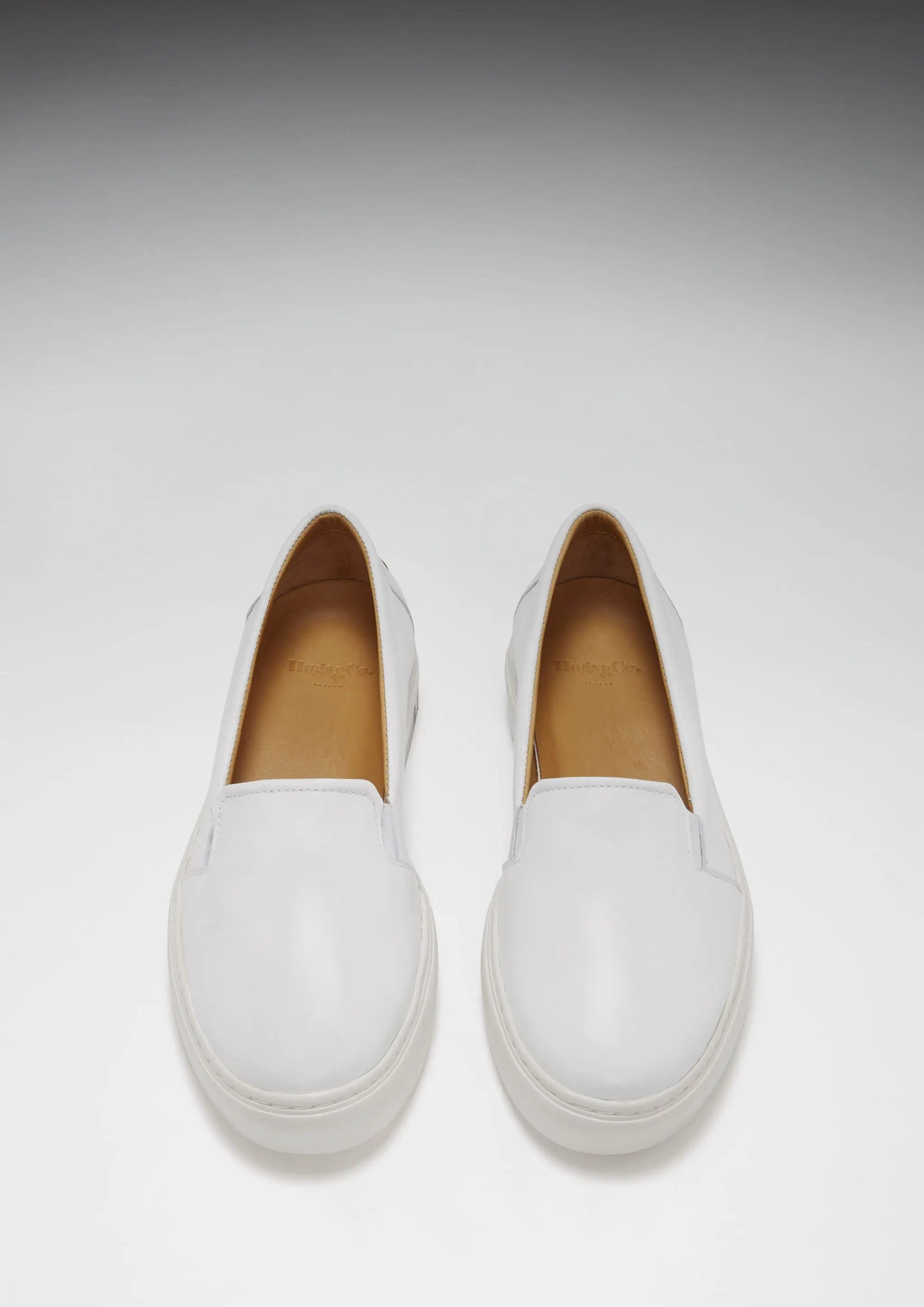 Women's Slip-On Sneakers, white leather by Hugs & Co.