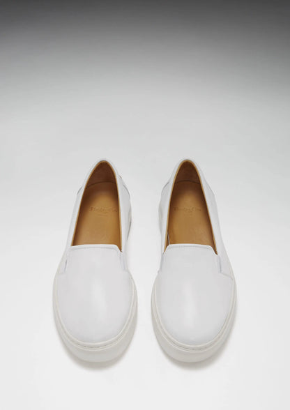 Women's Slip-On Sneakers, white leather by Hugs & Co.